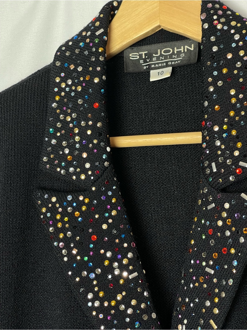 St John evening knit rhinestones embellished 2 pic set suit size 10 - Picture 10 of 11